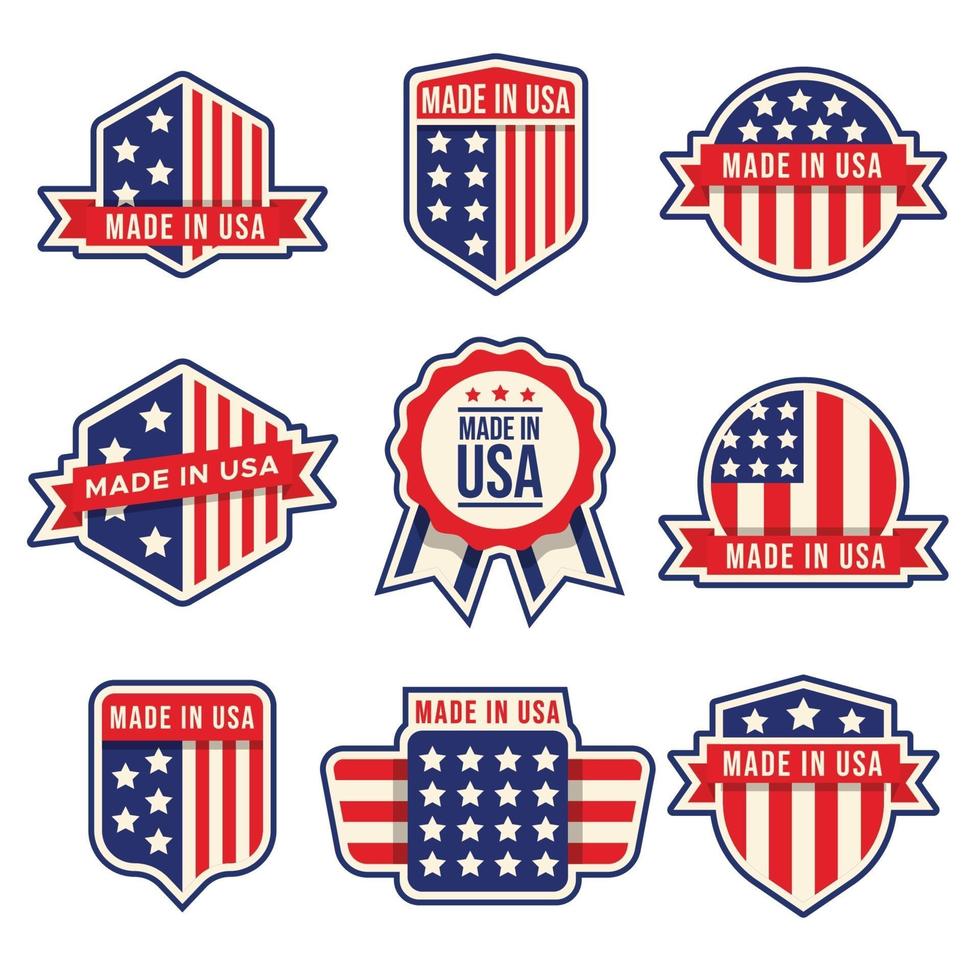 set di badge made in usa vettore