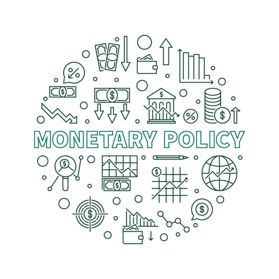 monetario politica vettore il giro schema bandiera - macroeconomia minimo illustrazione