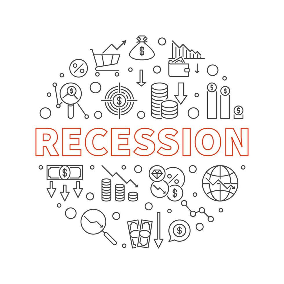recessione vettore concetto il giro linea striscione. economico crisi illustrazione