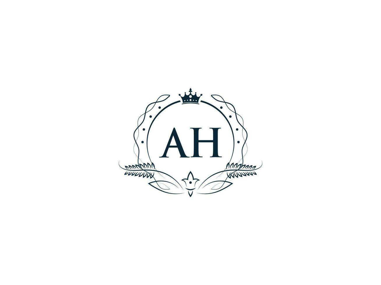 tipografico ah femminile corona logo, unico ah ah cerchio lettera logo design vettore