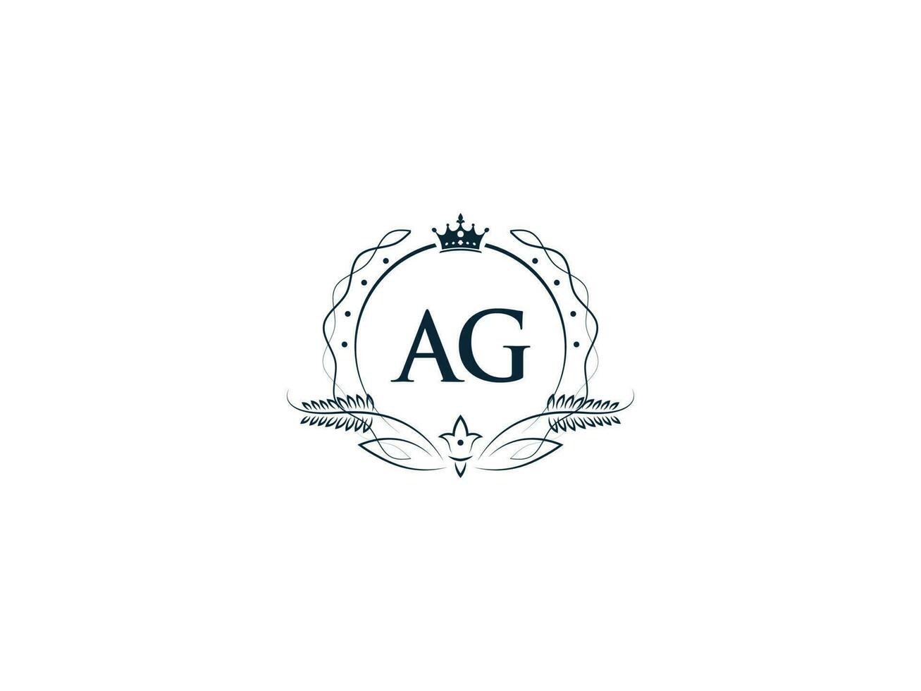 tipografico ag femminile corona logo, unico ag ga cerchio lettera logo design vettore