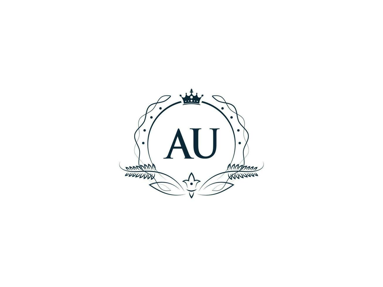 tipografico au femminile corona logo, unico au ua cerchio lettera logo design vettore