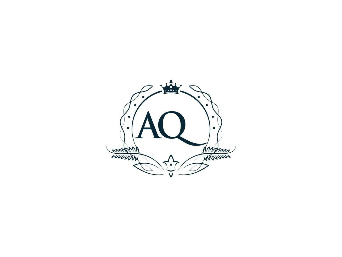 tipografico aq femminile corona logo, unico aq qa cerchio lettera logo design vettore