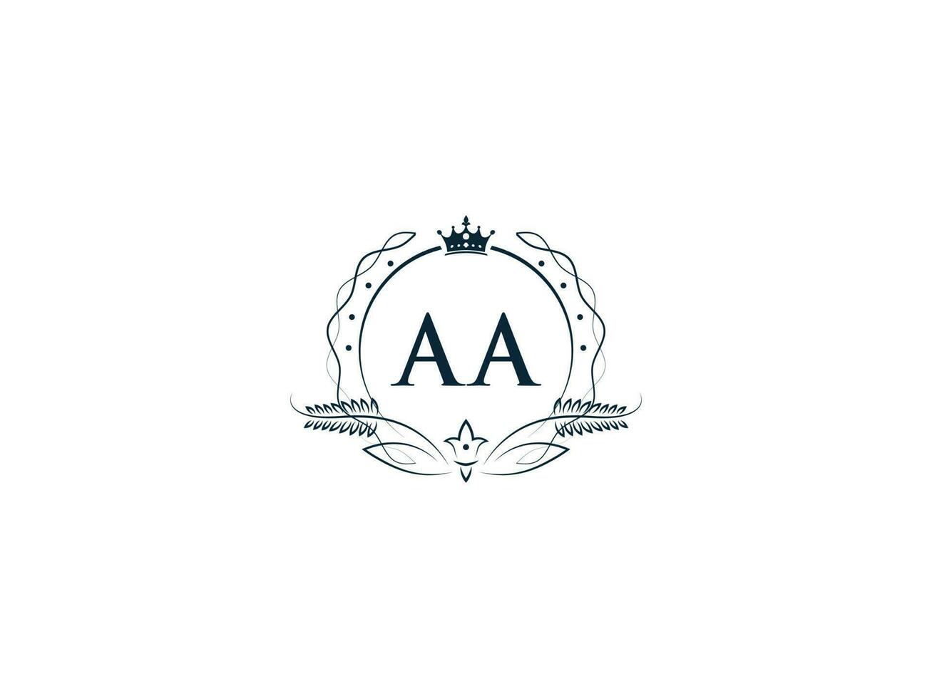 tipografico aa femminile corona logo, unico aa un' un' cerchio lettera logo design vettore