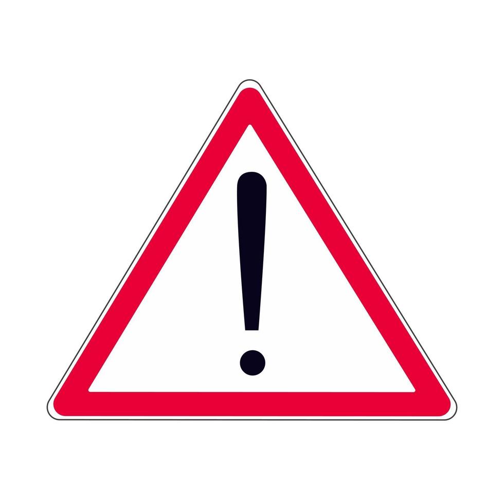 rosso attenzione pericolo segno simbolo o adesivo isolato su sfondo bianco illustrazione vettoriale