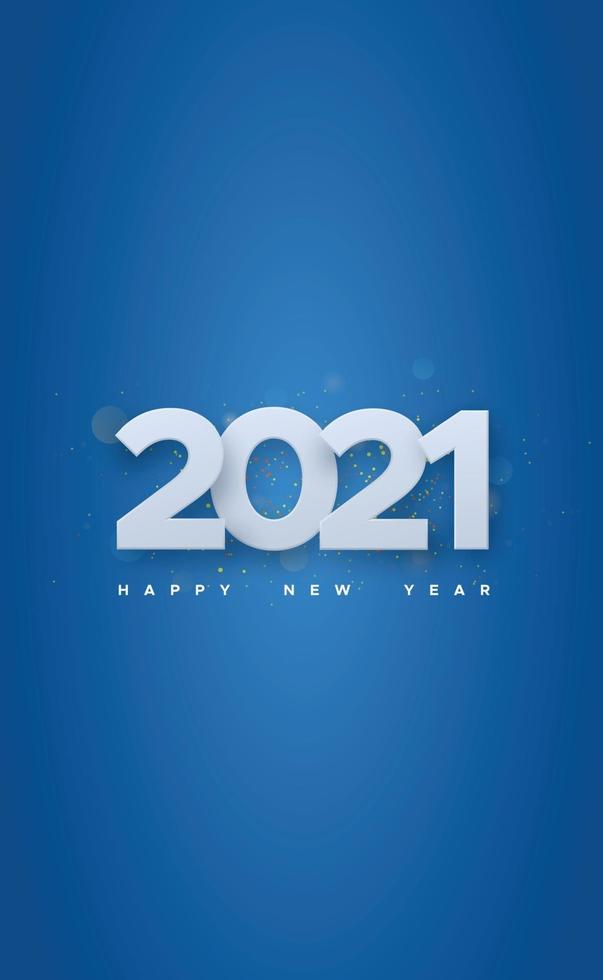 2021 con auguri di Capodanno su sfondo blu vettore