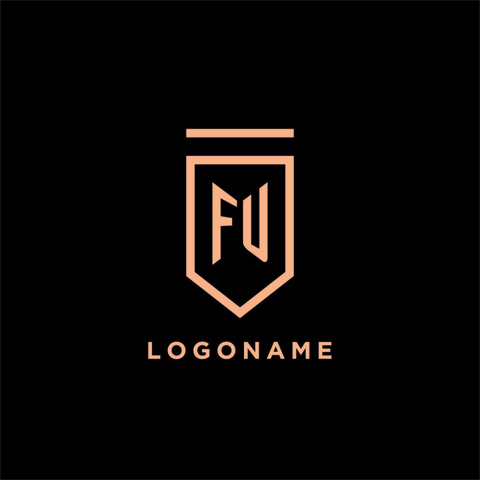 fu monogramma iniziale con scudo logo design icona vettore