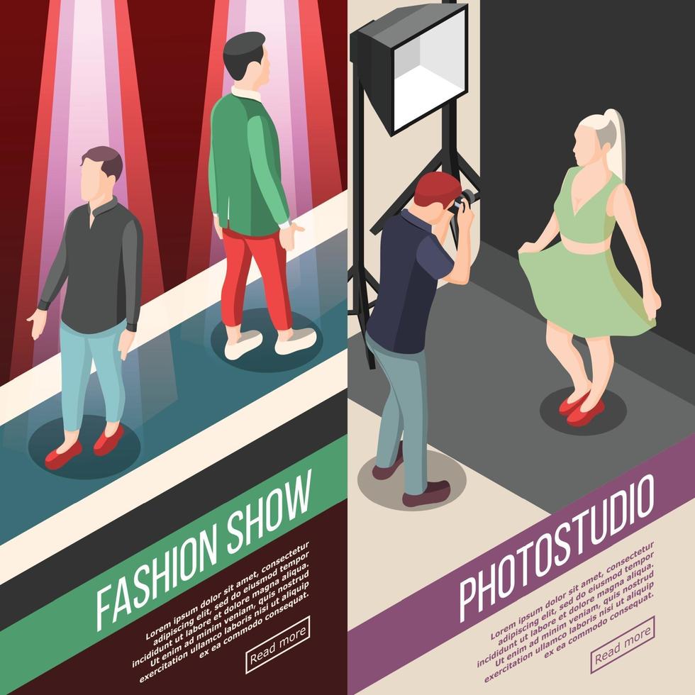 illustrazione vettoriale di banner isometrica industria della moda