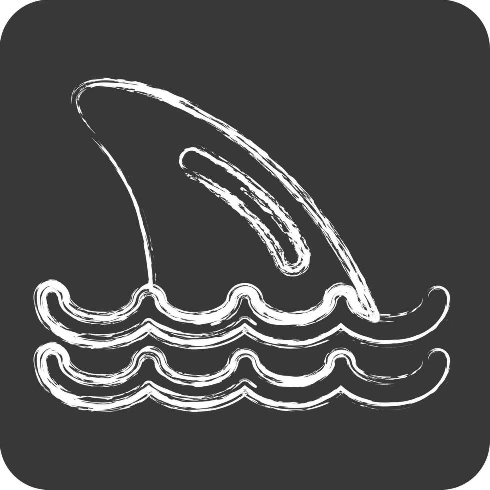 icona squalo pinne. adatto per frutti di mare simbolo. gesso stile. semplice design modificabile. design modello vettore