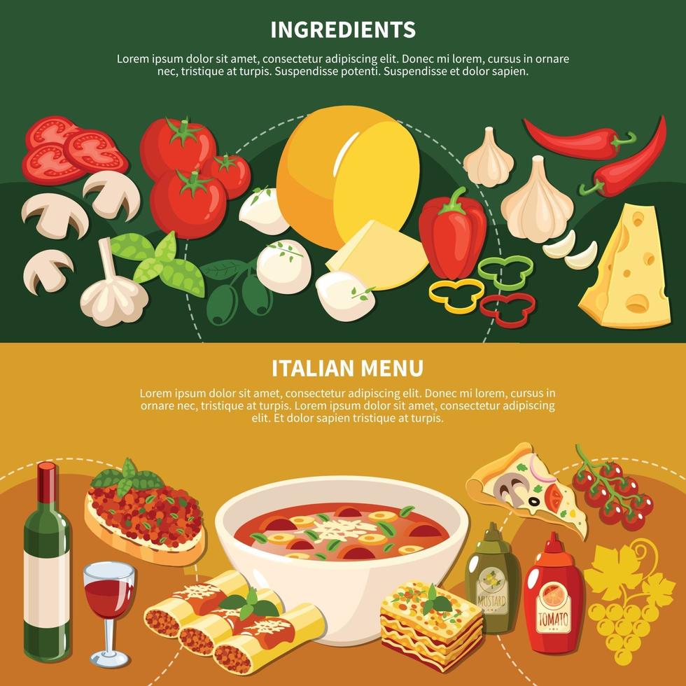 illustrazione vettoriale di banner orizzontale menu italiano