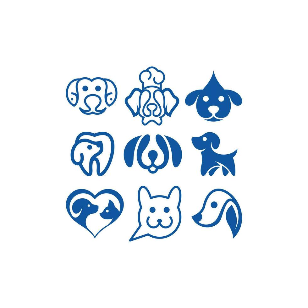 animale cane impostato icona collezione creativo logo design vettore