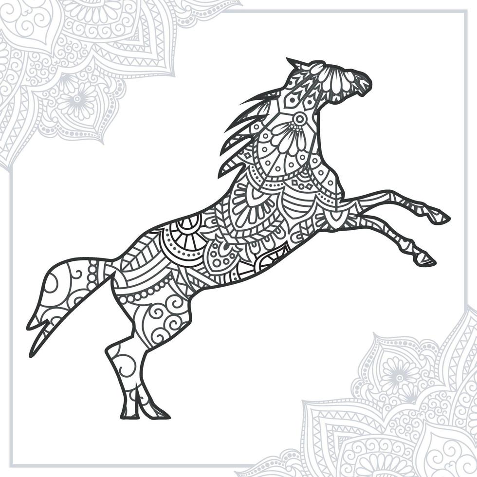 mandala di cavallo. elementi decorativi vintage. modello orientale, illustrazione vettoriale. vettore