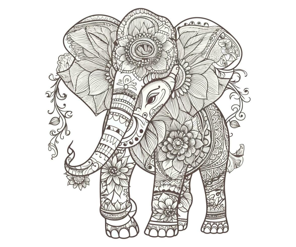 carino elefante colorazione libro pagina per bambini vettore