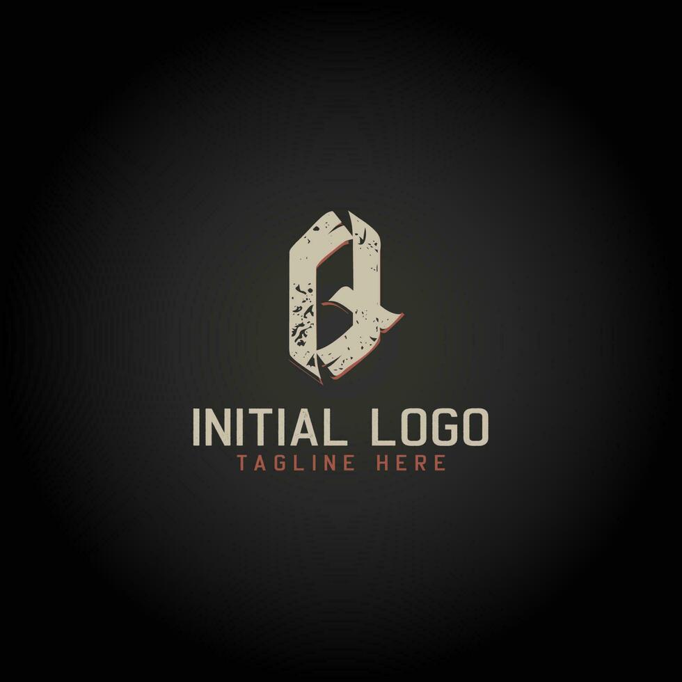 logo di o q alfabeto iniziale Gotico stile icona design vettore