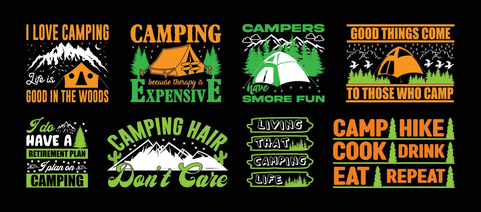campeggio t camicia design fascio, citazioni di campeggio, avventura, all'aperto, campeggio t camicia, escursionismo, campeggio tipografia t camicia design collezione vettore