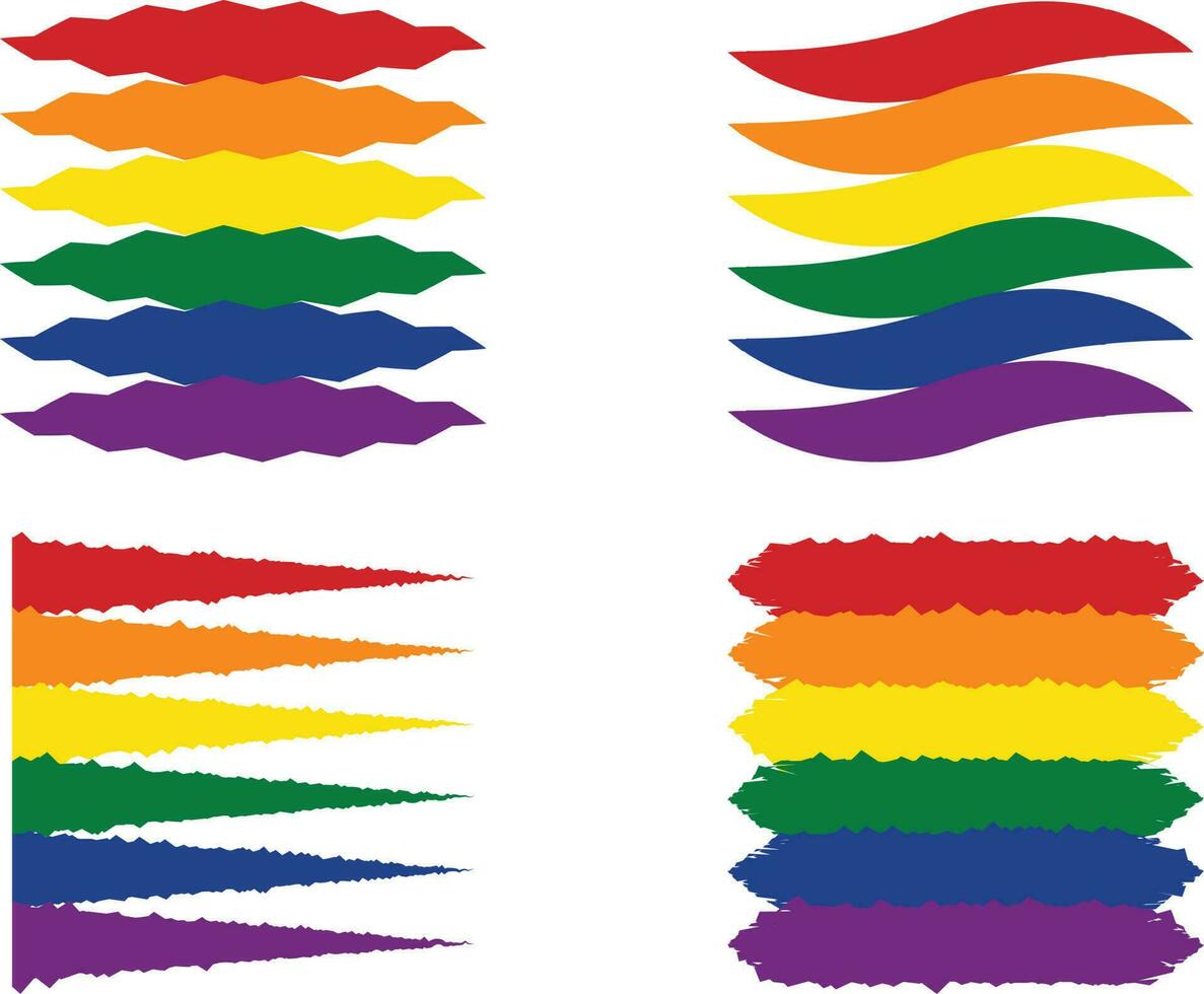 impostato di arcobaleno schizzi. orgoglio mese bandiera design . orgoglio giorno . orgoglio giorno bandiera vettore