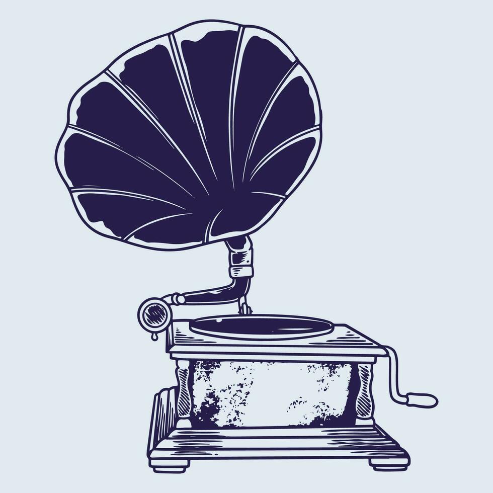 classico disco giocatore - bronzo fonografo a partire dal il vecchio giorni vettore
