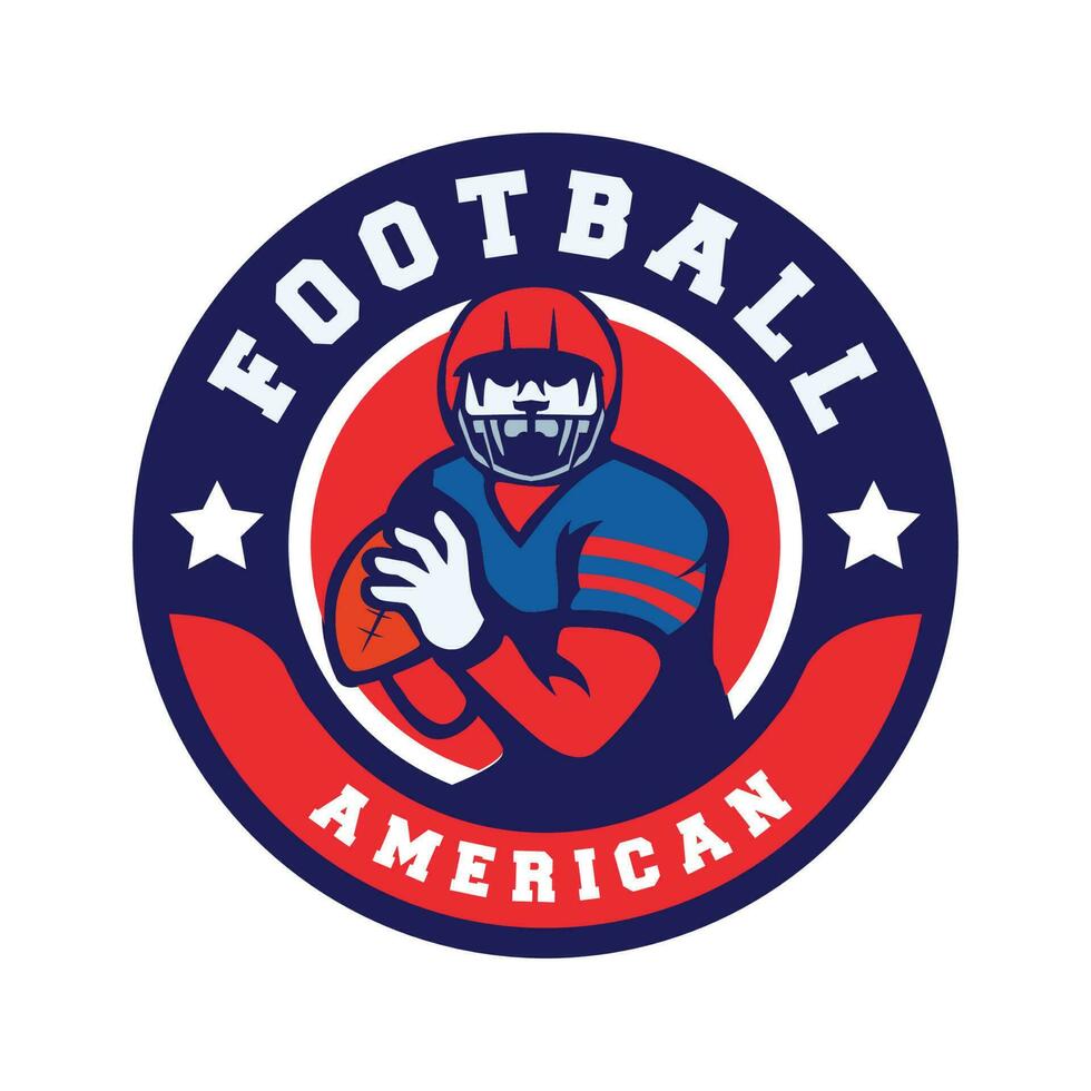 semplice retrò americano calcio logo design modello. con rosso e blu colore combinazione vettore