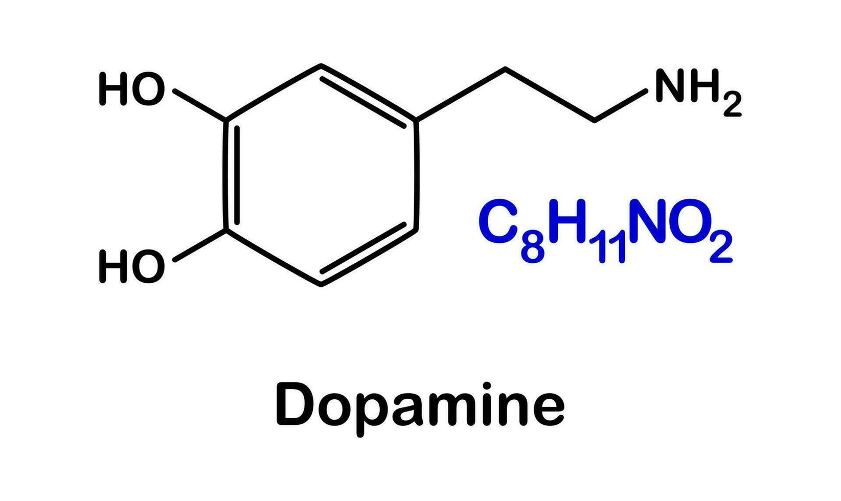 vettore illustrazione di osso struttura dopamina su bianca sfondo.