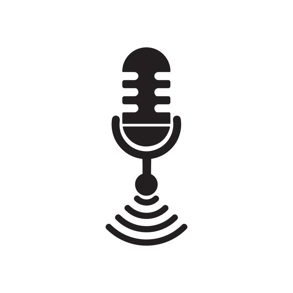 Wi-Fi Podcast microfono icona silhouette vettore design.
