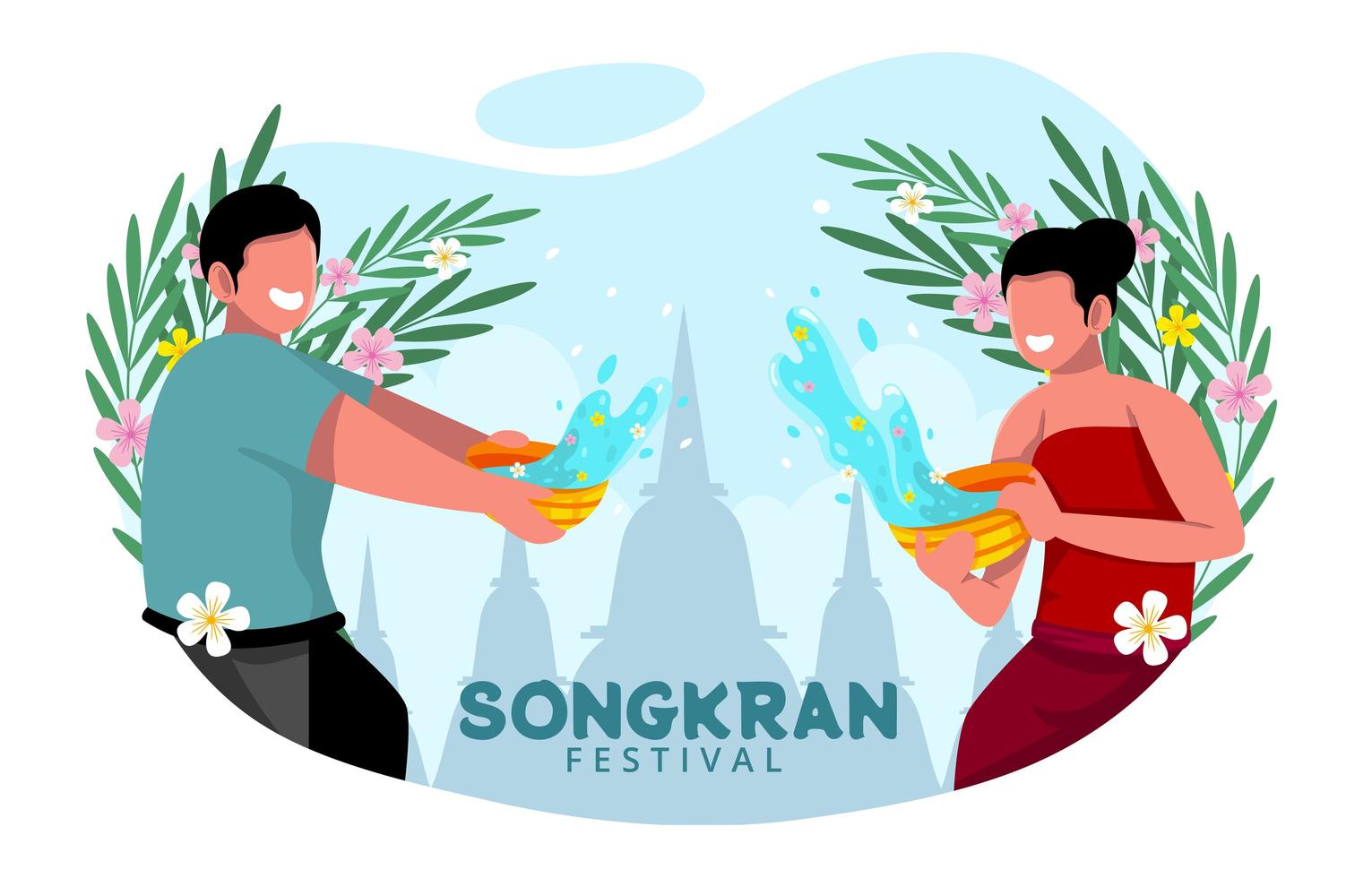 disegno di celebrazione del festival di songkran vettore