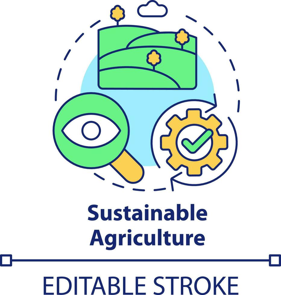 sostenibile agricoltura concetto icona. crescente agricoltura produttività astratto idea magro linea illustrazione. isolato schema disegno. modificabile ictus vettore