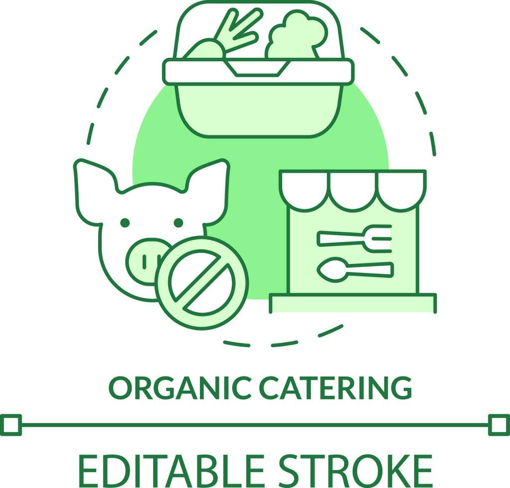 biologico ristorazione verde concetto icona. cibo servizio. sostenibile attività commerciale idea astratto idea magro linea illustrazione. isolato schema disegno. modificabile ictus vettore