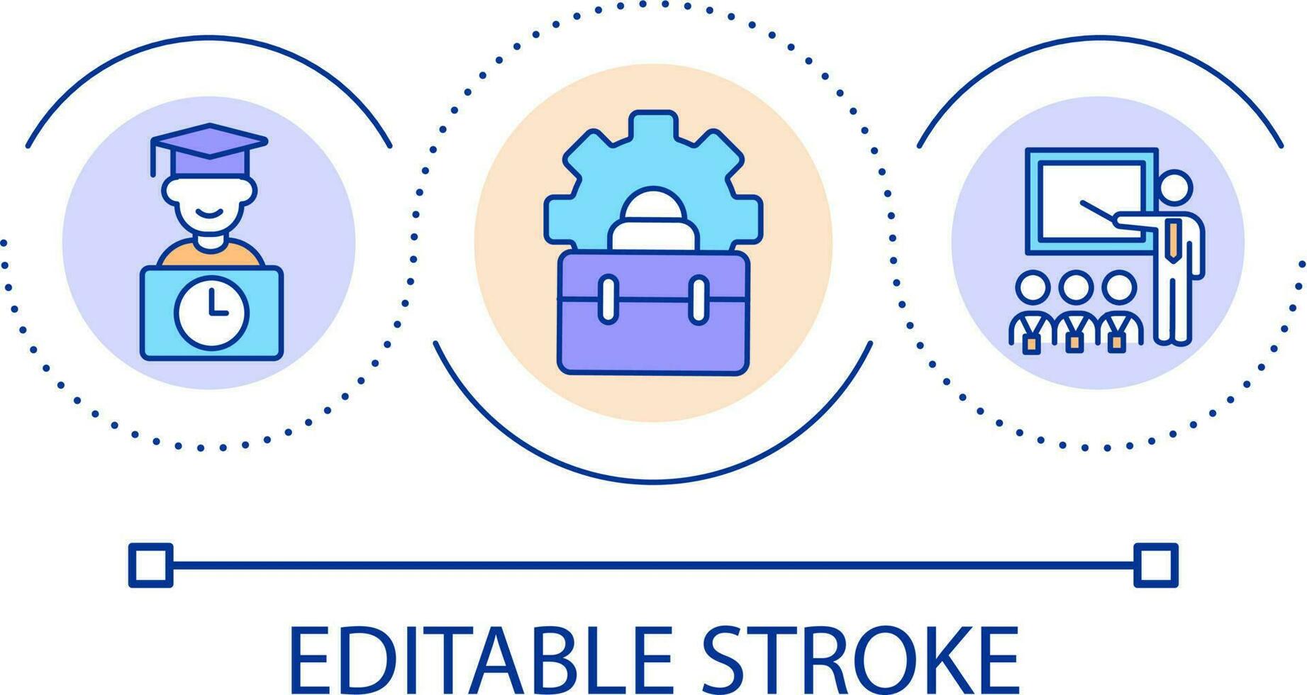 professionale sviluppo ciclo continuo concetto icona. professionale competenza. formazione e corsi astratto idea magro linea illustrazione. isolato schema disegno. modificabile ictus vettore