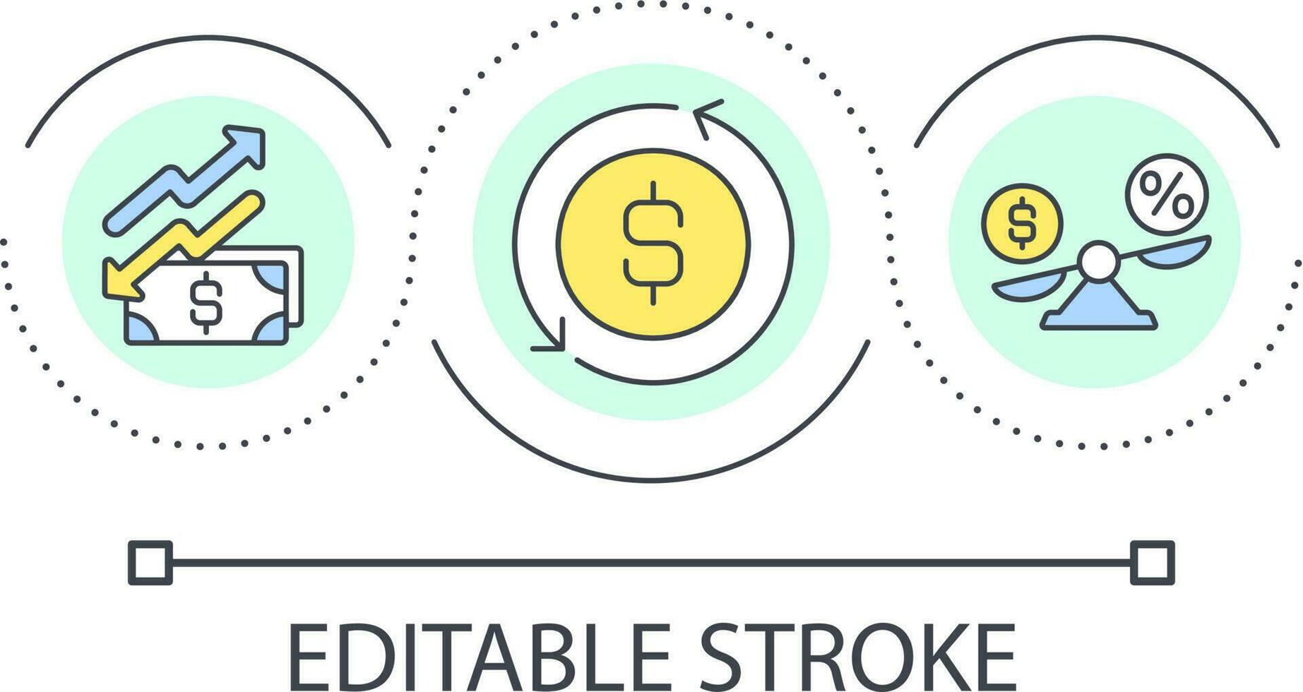 moneta scambio Vota ciclo continuo concetto icona. bancario operazioni. finanza gestione. inflazione controllo astratto idea magro linea illustrazione. isolato schema disegno. modificabile ictus vettore