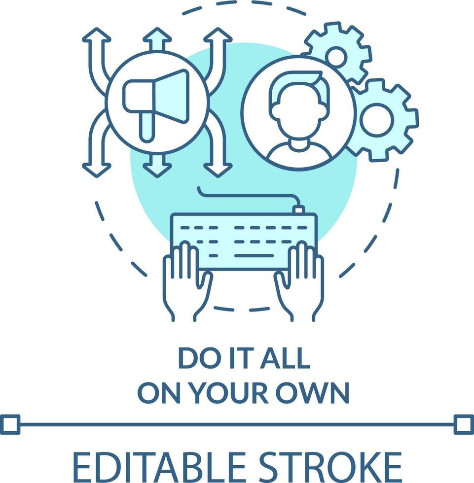 fare esso tutti su il tuo proprio turchese concetto icona. beneficiare di diretto marketing astratto idea magro linea illustrazione. isolato schema disegno. modificabile ictus vettore