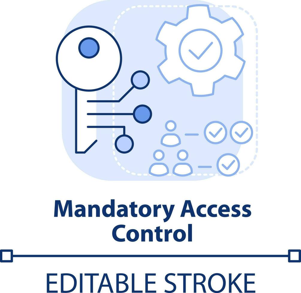 obbligatorio accesso controllo leggero blu concetto icona. sicurezza gestione astratto idea magro linea illustrazione. permessi. isolato schema disegno. modificabile ictus vettore