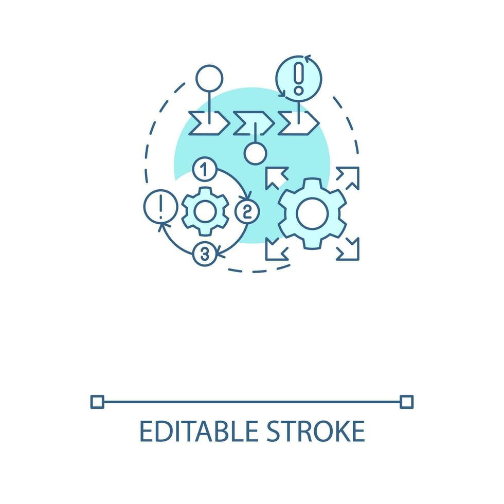 incapacità per standardizzare processi turchese concetto icona. inefficiente cambiamento astratto idea magro linea illustrazione. isolato schema disegno. modificabile ictus vettore