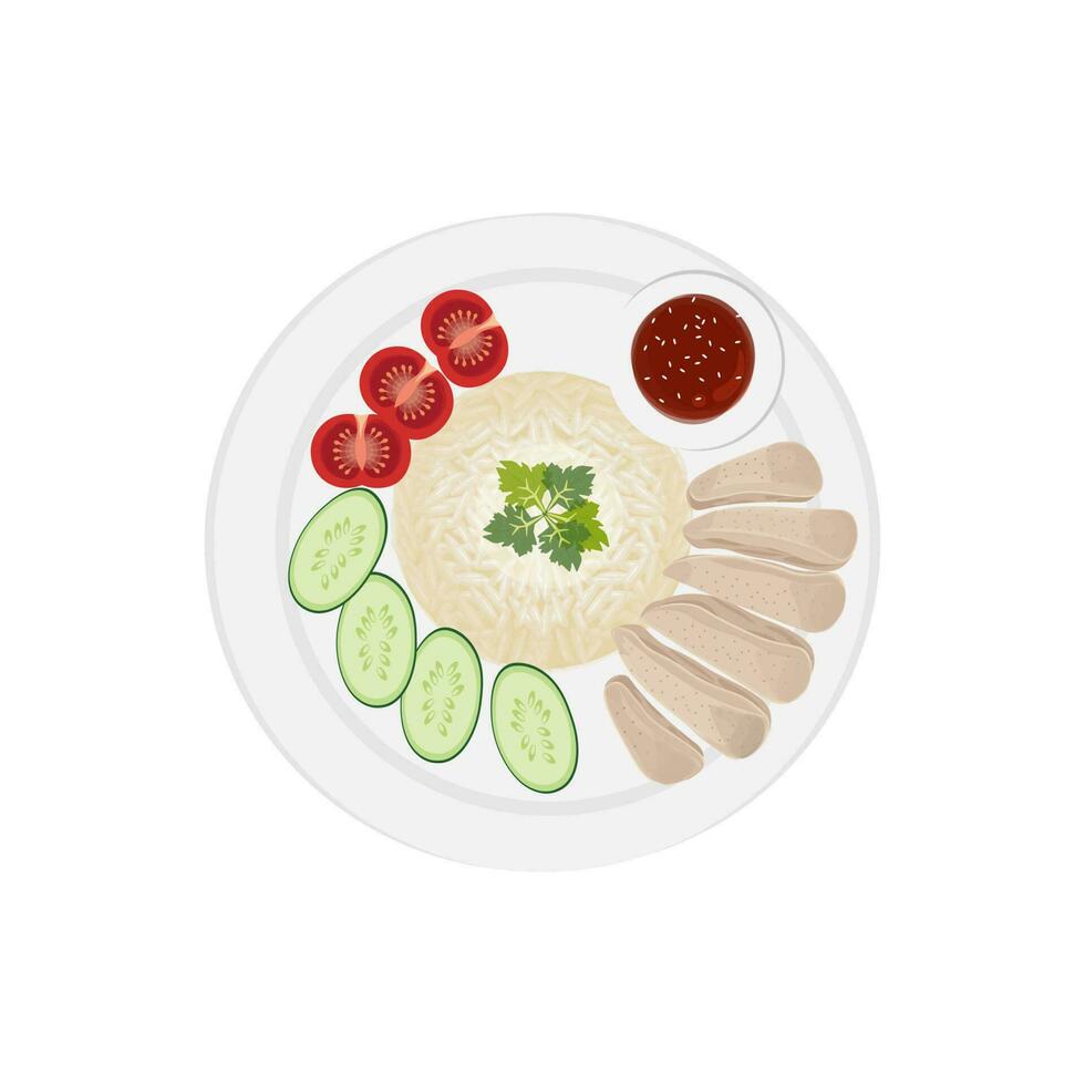 delizioso hainanese pollo riso illustrazione logo vettore