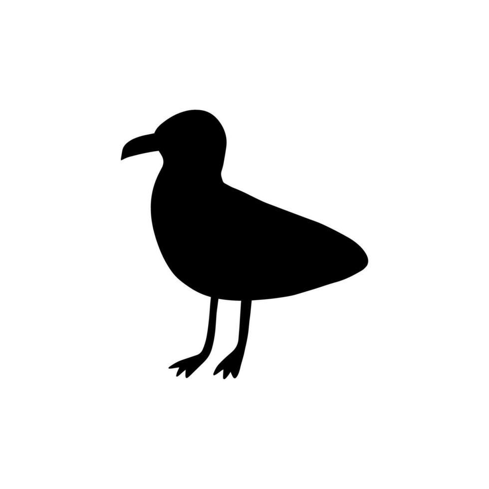gabbiano. nero silhouette. atlantico uccello marino. marino animale vettore illustrazione su bianca sfondo.