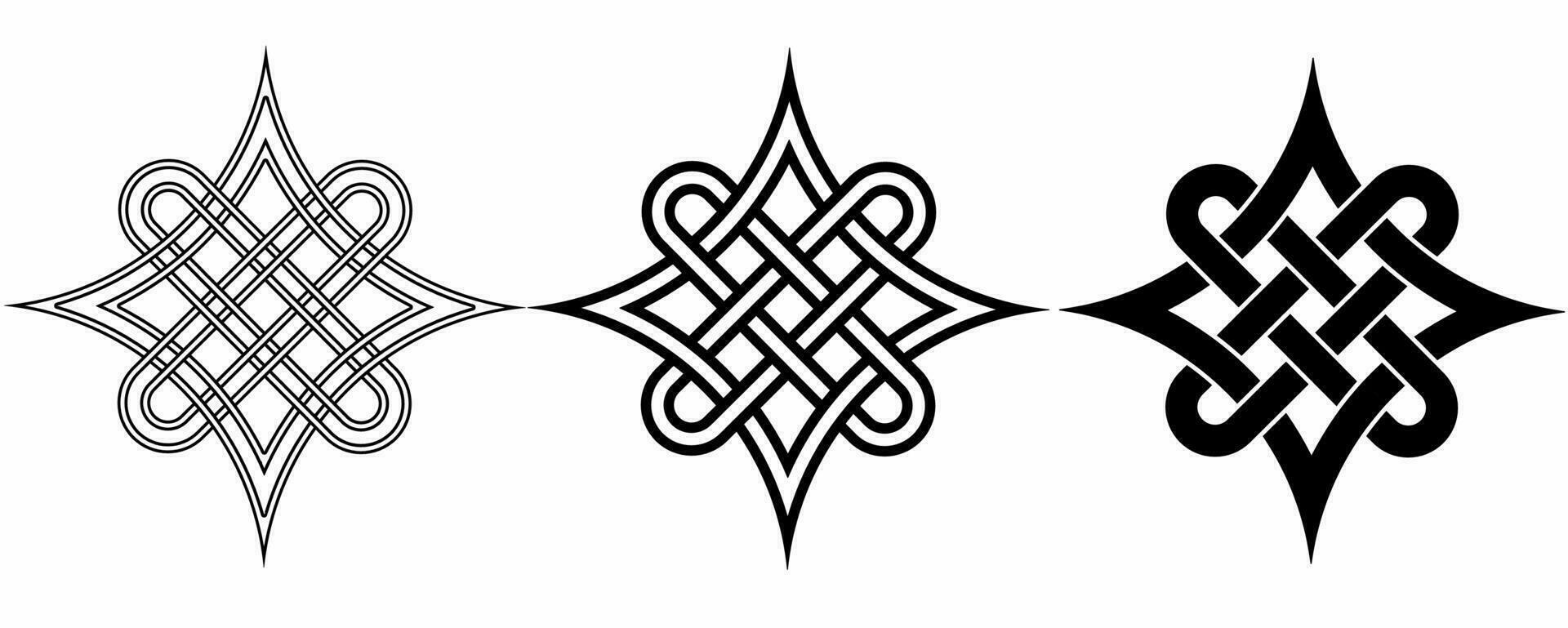 schema silhouette celtico quaternario nodo icona impostato isolato su bianca sfondo vettore