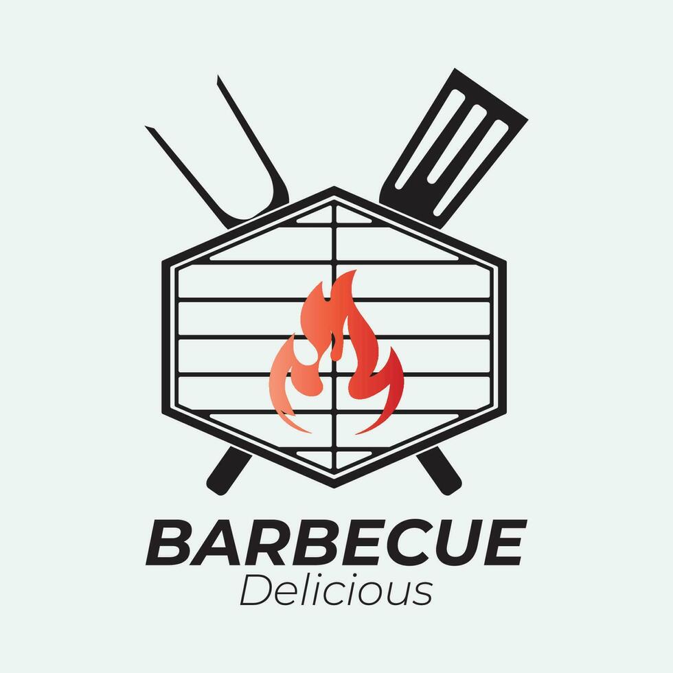 barbecue logo design modello illustrazione. vettore