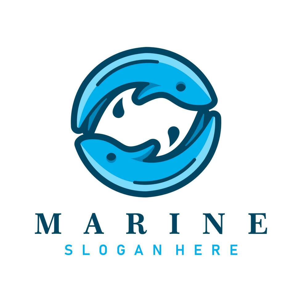 pesce marino logo design vettore