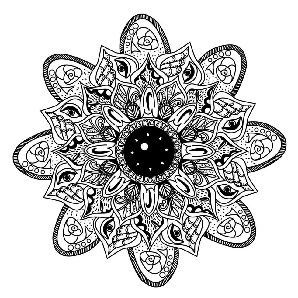 fiore mandala. circolare modello nel modulo di mandala per henné, mehendi, tatuaggio, decorazione. decorativo ornamento nel etnico orientale stile. colore libro pagina. vettore