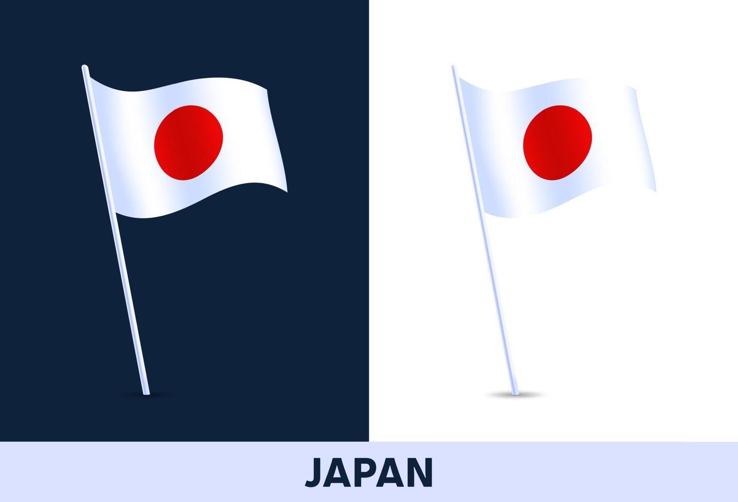bandiera del vettore del Giappone. sventolando la bandiera nazionale dell'italia isolato su sfondo bianco e scuro. colori ufficiali e proporzione della bandiera. illustrazione vettoriale.