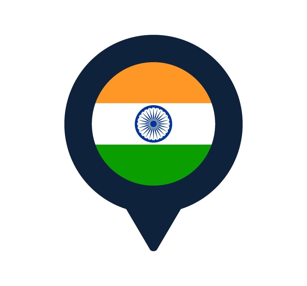 bandiera dell'india e icona del puntatore della mappa. disegno vettoriale icona posizione bandiera nazionale, pin localizzatore GPS. illustrazione vettoriale