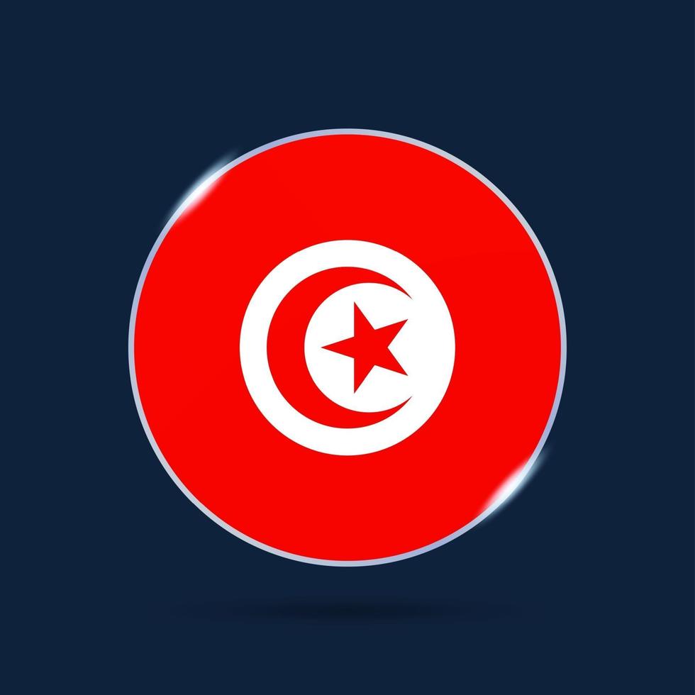 tunisia bandiera nazionale cerchio icona del pulsante. bandiera semplice, colori ufficiali e proporzione corretta. illustrazione vettoriale piatta.