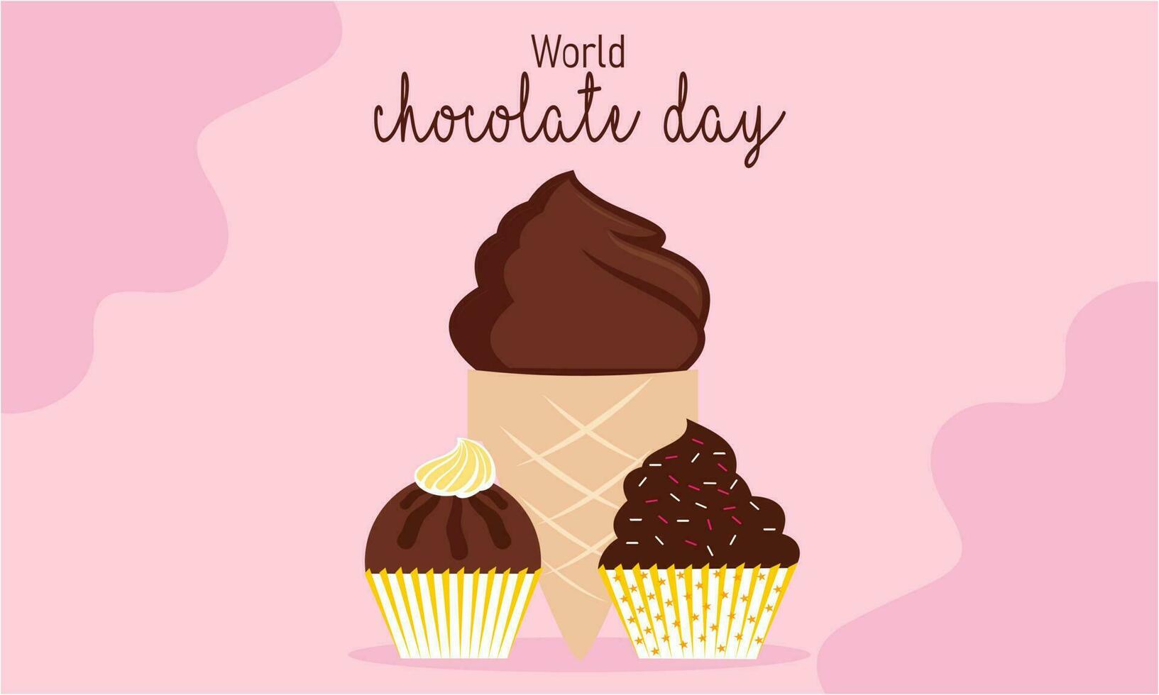 contento mondo cioccolato giorno illustrazione con cioccolato logo vettore