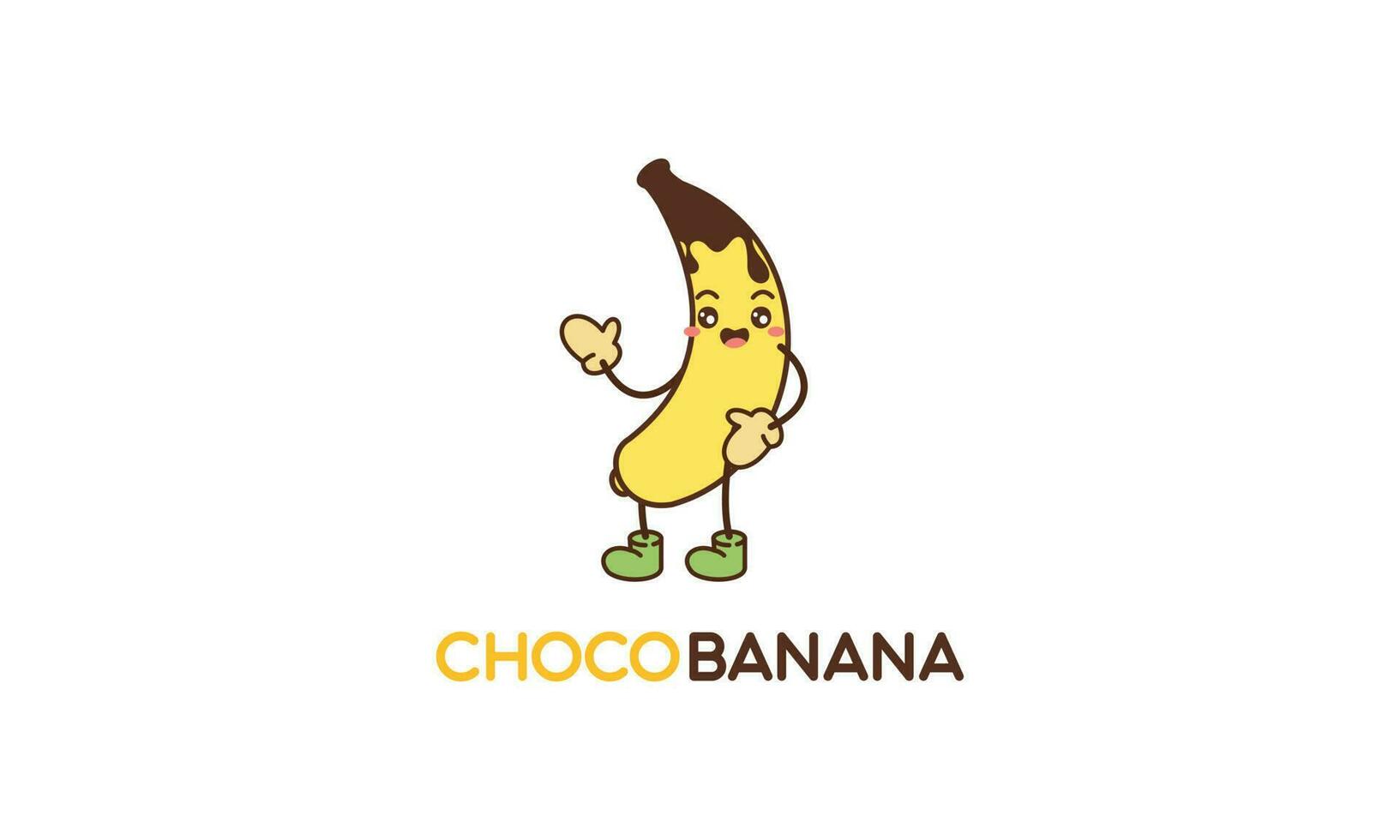 cioccolato Banana logo illustrazione con divertente personaggio vettore