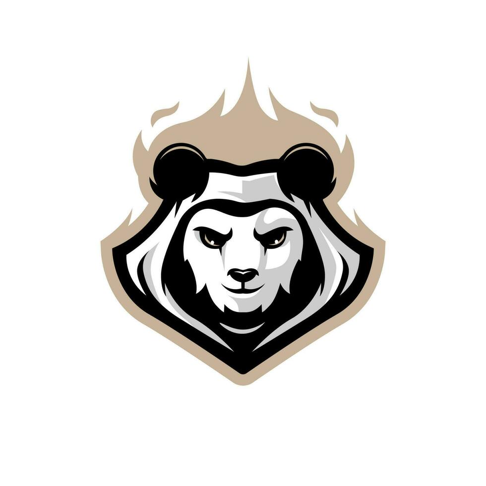 panda esport logo. fiammeggiante panda su bianca sfondo vettore