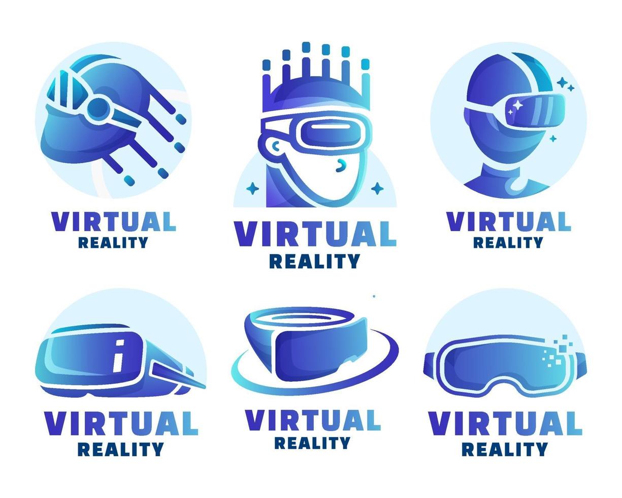 collezione di logo di realtà virtuale sfumata vettore