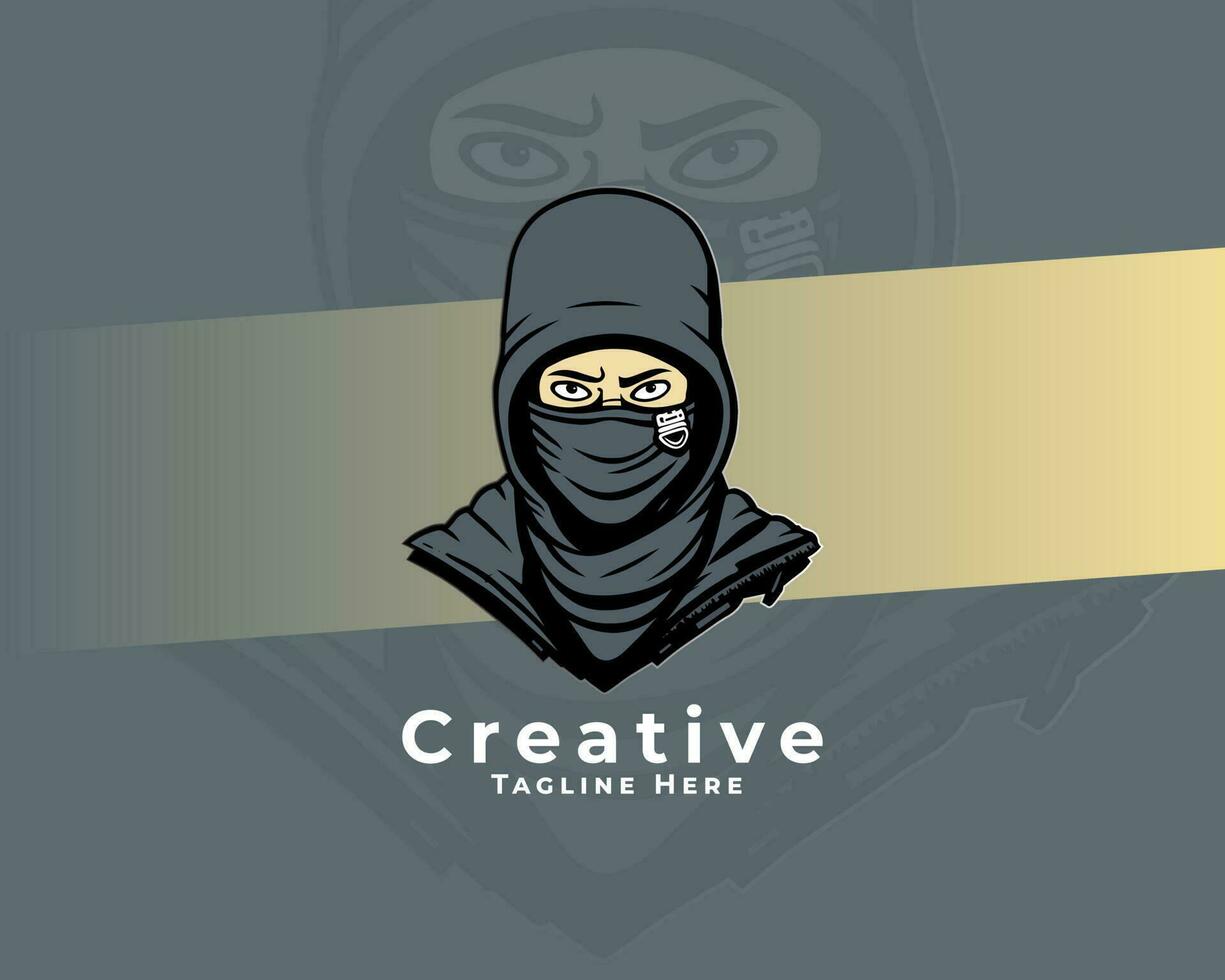 avatar pirata gamer indossare maschera esport logo design , giovane indossare felpa con cappuccio e maschera, maschera logo, gioco logo, giocatori logo modello, ninja, maschera uomo , vettore eps file