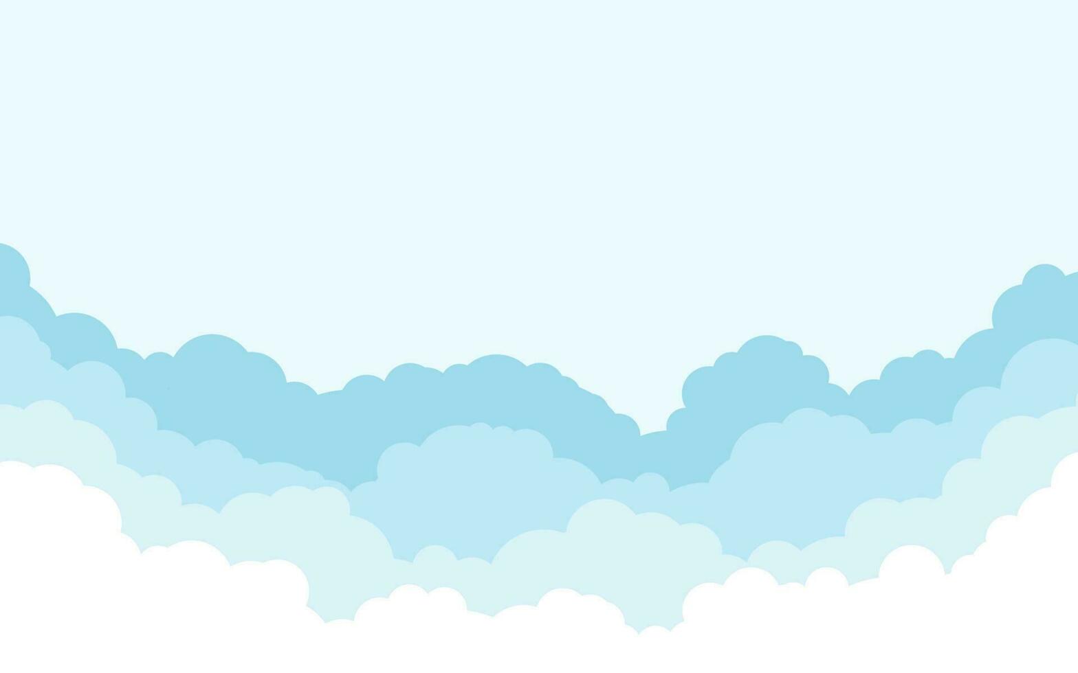 blu cielo con bianca nuvole sfondo. cartone animato piatto stile design. vettore illustrazione