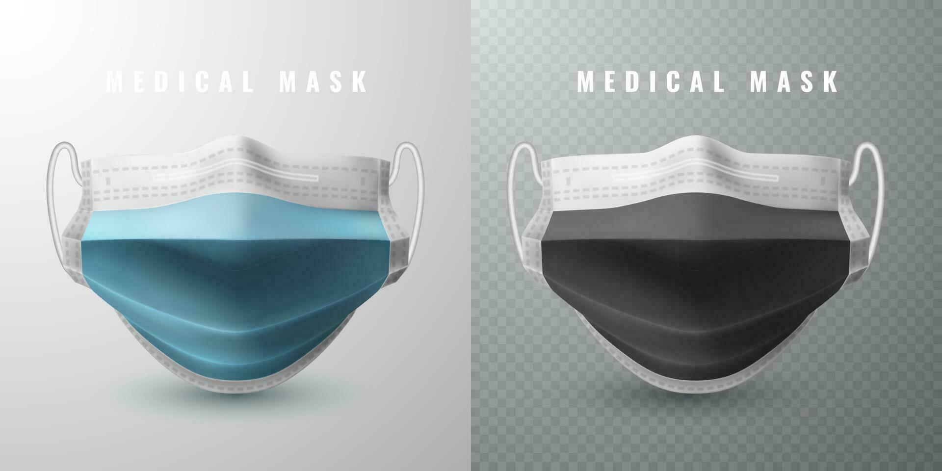 realistico medico viso maschera. dettagli 3d medico maschera. vettore illustrazione