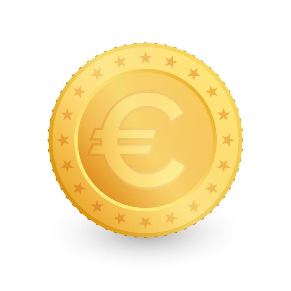 Euro oro moneta isolato su bianca sfondo. vettore illustrazione