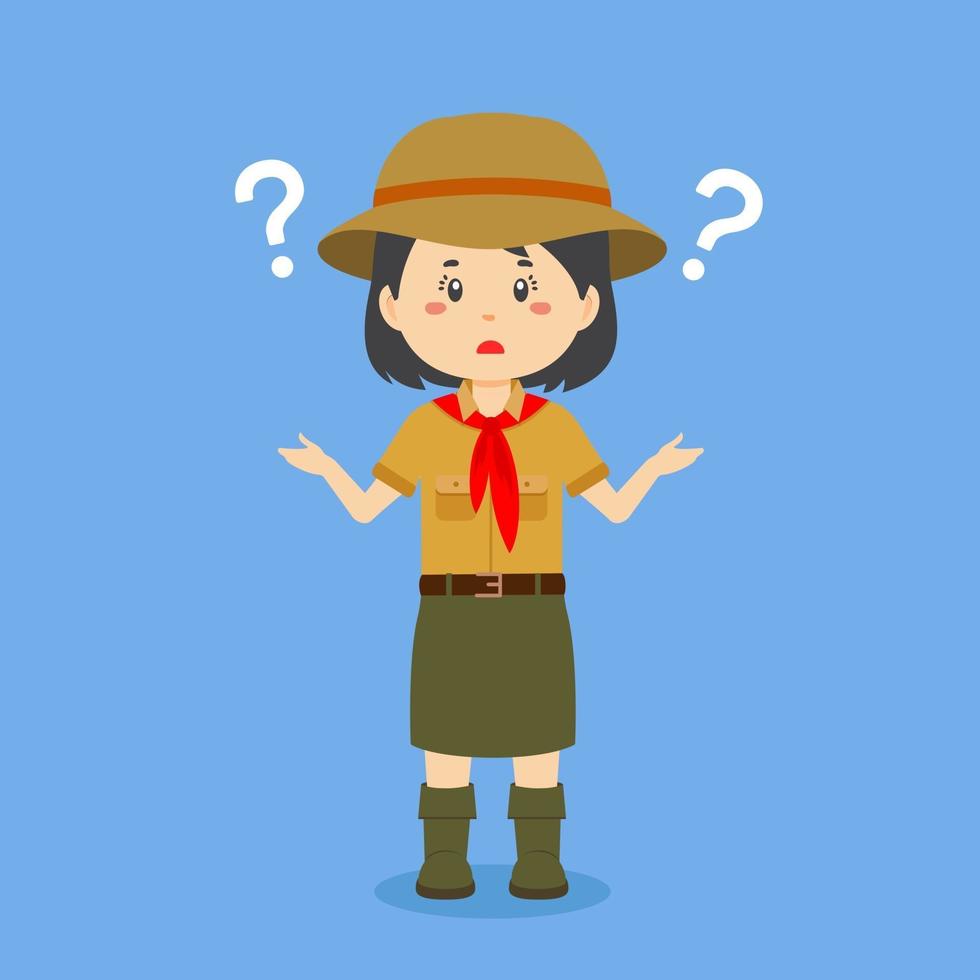 scout confuso con il punto interrogativo vettore